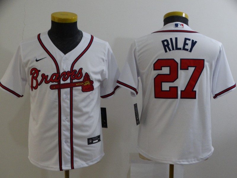 2021 Youth Atlanta Braves 27 Riley White Game Nike MLB Jersey